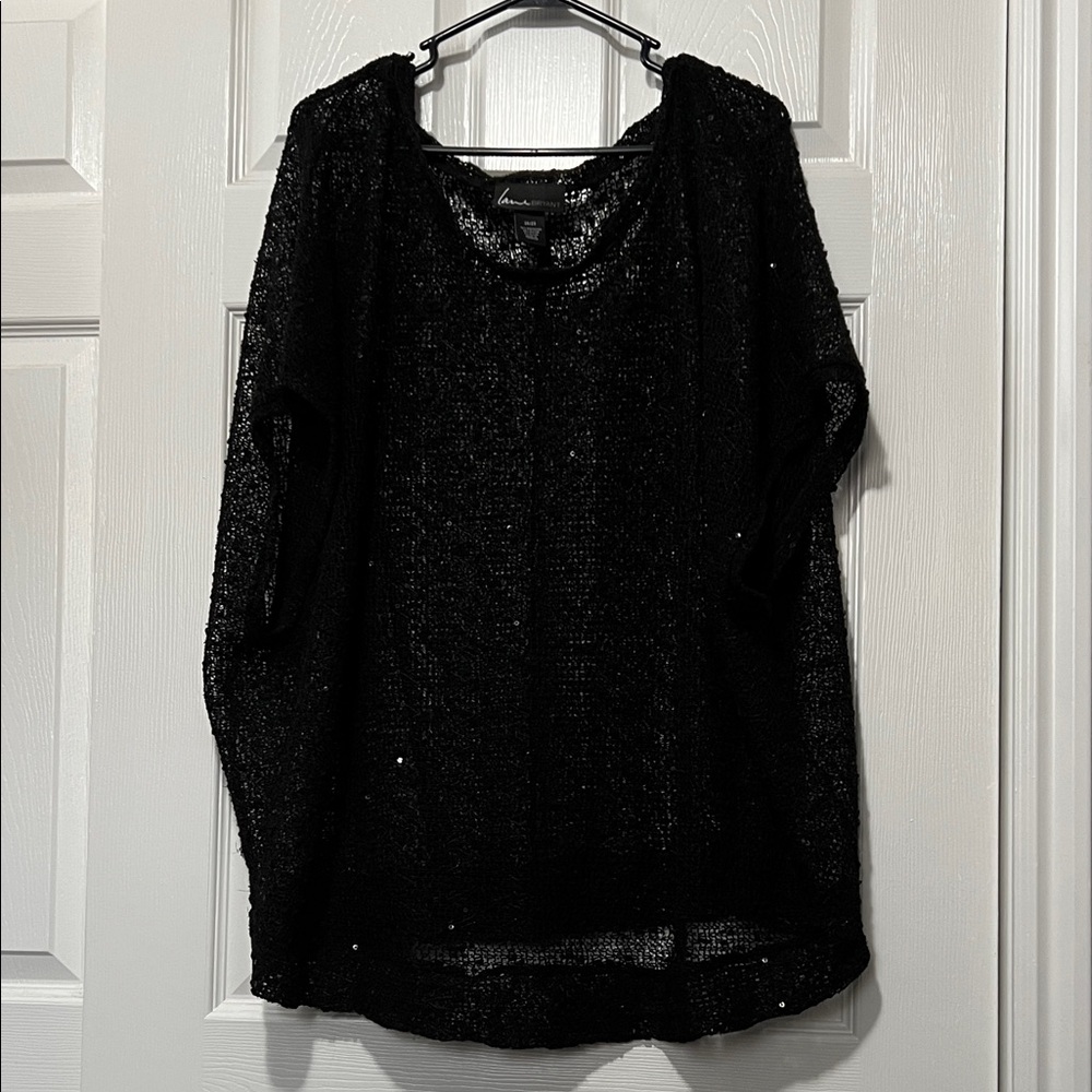 Lane Bryant Black Open Weave Knit Top
